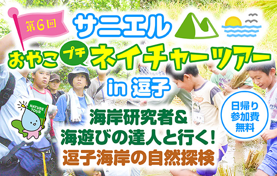サニエルおやこプチネイチャーツアーin逗子　海岸研究者＆海遊びの達人と行く！逗子海岸の自然探検